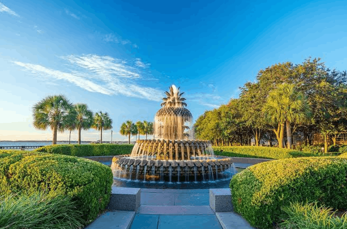 Pineapple Fountain at Waterfront Park in Charleston, South Carolina