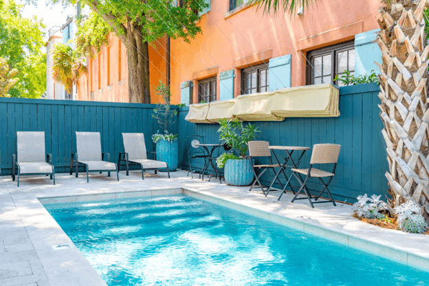 heated saltwater pool at 257 Rutledge Charleston SC B&B